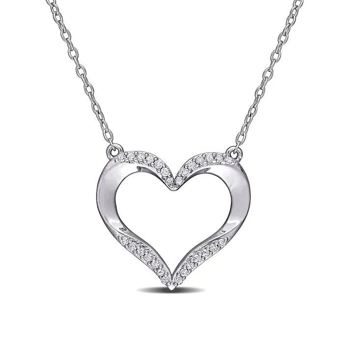 Necklaces Goldia 013 CT TW Natural Diamond Heart Necklace in Sterling Silver 17 Necklaces Goldia 013 CT TW Natural Diamond Heart Necklace in Sterling Silver 17