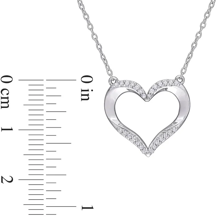Necklaces Goldia 013 CT TW Natural Diamond Heart Necklace in Sterling Silver 17 Necklaces Goldia 013 CT TW Natural Diamond Heart Necklace in Sterling Silver 17