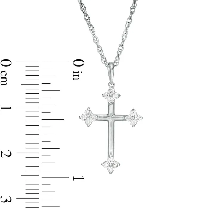 Necklaces Goldia 017 CT TW Natural Diamond Clover Cross Pendant in 10K White Gold Necklaces Goldia 017 CT TW Natural Diamond Clover Cross Pendant in 10K White Gold