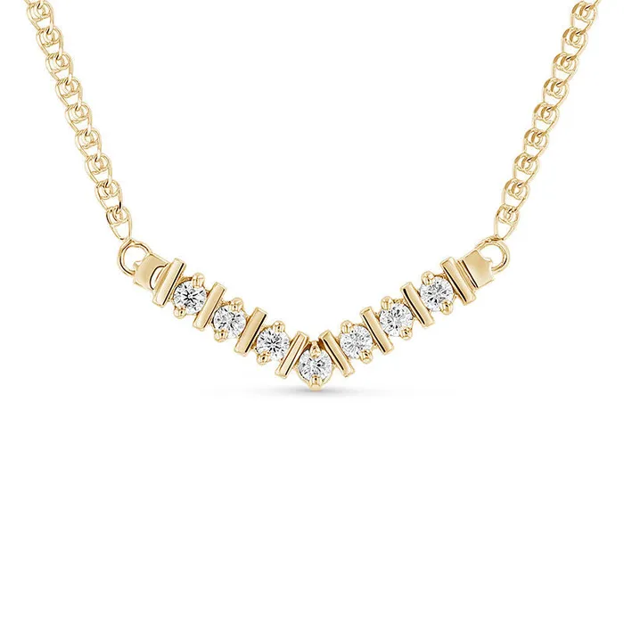 Necklaces Goldia 025 CT TW Natural Diamond V Necklace in 14K Gold ISI2 16 Necklaces Goldia 025 CT TW Natural Diamond V Necklace in 14K Gold ISI2 16