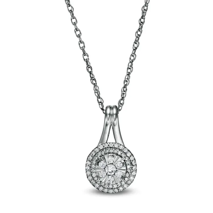 Necklaces Goldia 033 CT TW Composite Natural Diamond Frame Pendant in Sterling Silver Necklaces Goldia 033 CT TW Composite Natural Diamond Frame Pendant in Sterling Silver