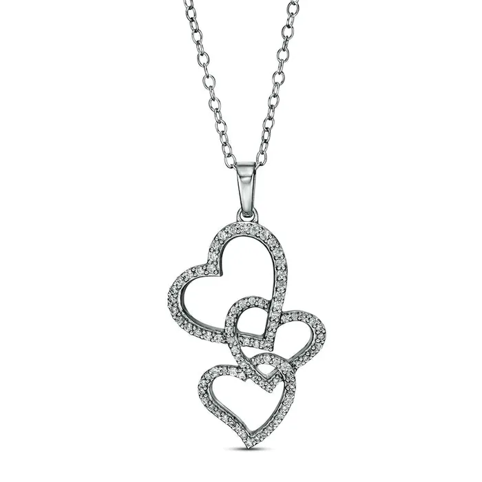 Necklaces Goldia 033 CT TW Natural Diamond Interlocking Curvy Hearts Pendant in 10K White Gold Necklaces Goldia 033 CT TW Natural Diamond Interlocking Curvy Hearts Pendant in 10K White Gold