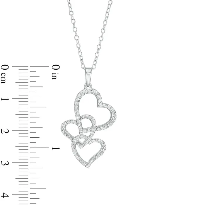 Necklaces Goldia 033 CT TW Natural Diamond Interlocking Curvy Hearts Pendant in 10K White Gold Necklaces Goldia 033 CT TW Natural Diamond Interlocking Curvy Hearts Pendant in 10K White Gold