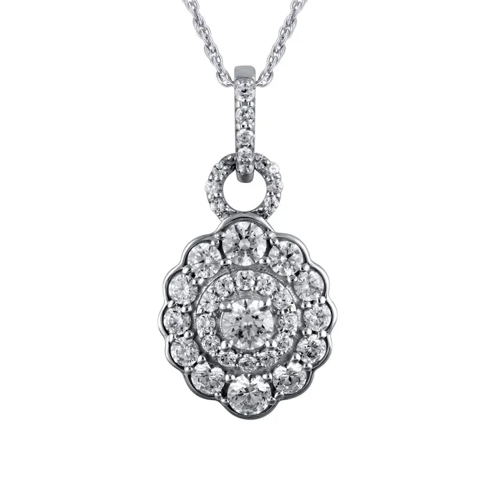 Necklaces Goldia 075 CT TW Natural Diamond Double Frame Doorknocker Pendant in 10K White Gold