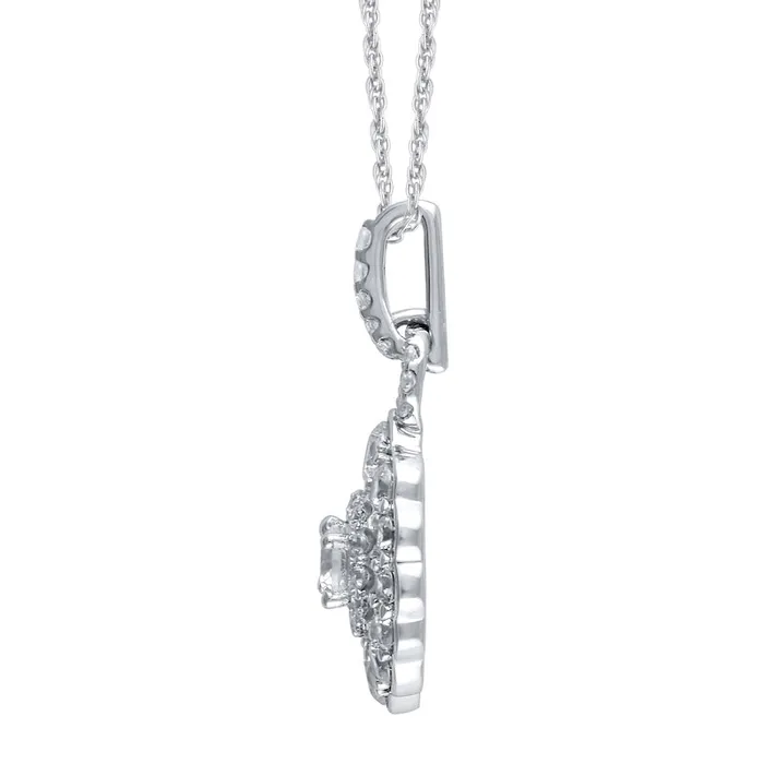 Necklaces Goldia 075 CT TW Natural Diamond Double Frame Doorknocker Pendant in 10K White Gold Necklaces Goldia 075 CT TW Natural Diamond Double Frame Doorknocker Pendant in 10K White Gold