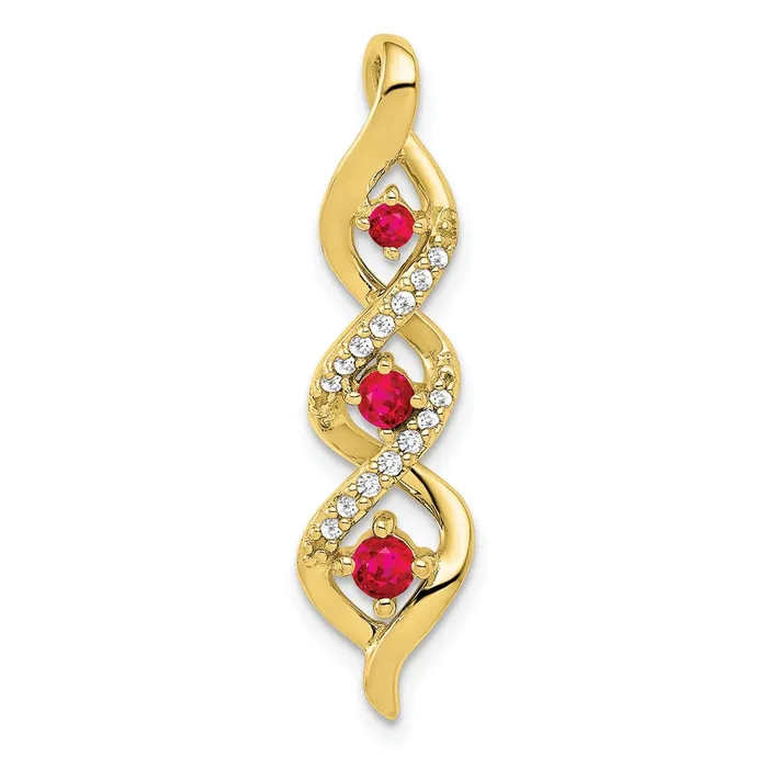 Necklaces Goldia 10K Yellow Gold Real Diamond and 25 Ruby Twisted 3stone Chain Slide Necklaces Goldia 10K Yellow Gold Real Diamond and 25 Ruby Twisted 3stone Chain Slide