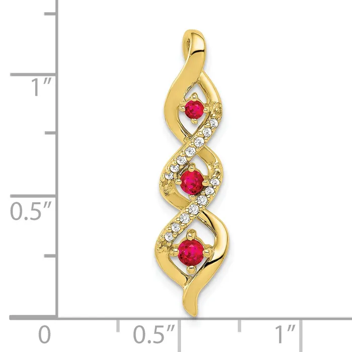Necklaces Goldia 10K Yellow Gold Real Diamond and 25 Ruby Twisted 3stone Chain Slide