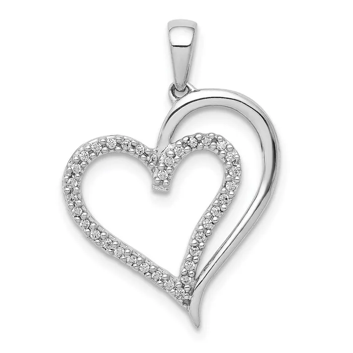 Necklaces Goldia 14k White Gold 110ct Real Diamond Heart Pendant