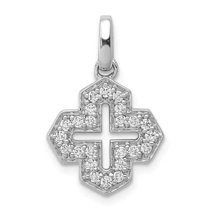 Necklaces Goldia 14k White Gold 14ct Real Diamond Fancy Cross Pendant