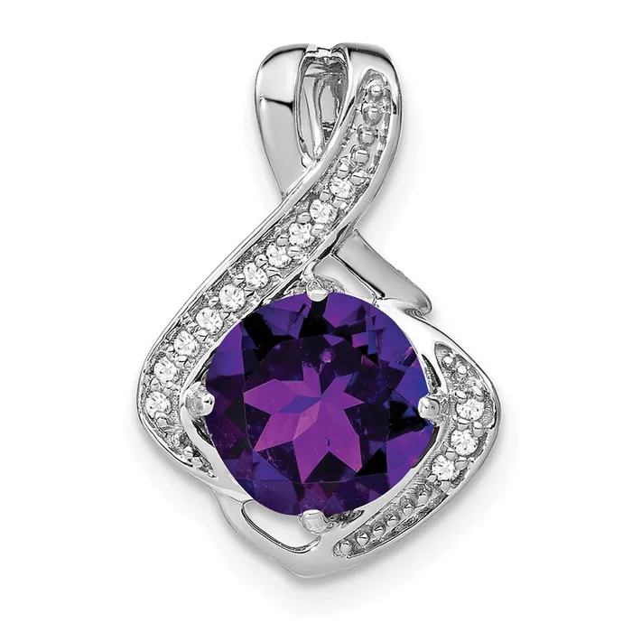 Necklaces Goldia 14k White Gold Amethyst and Real Diamond Pendant