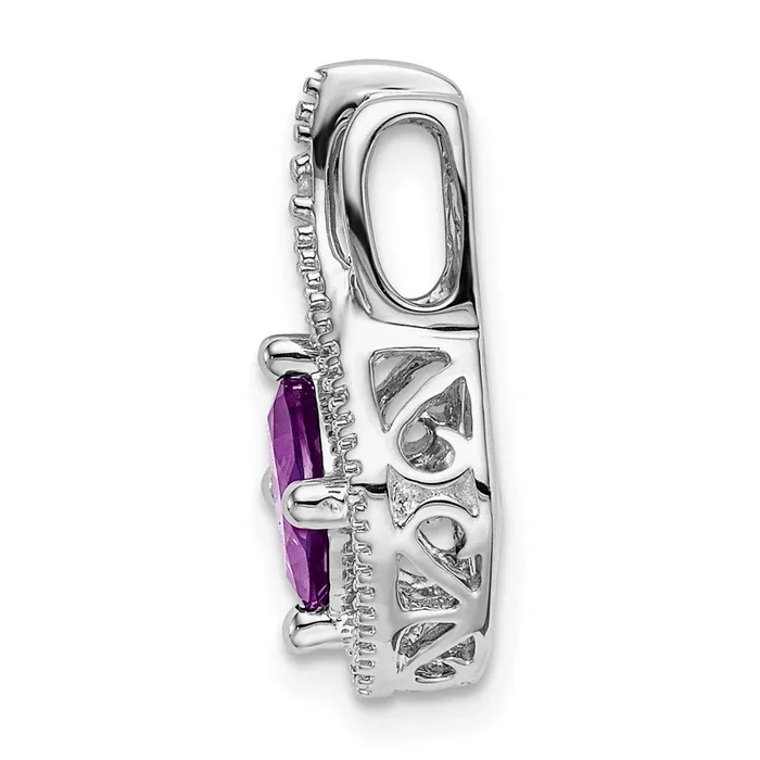 Necklaces Goldia 14k White Gold Amethyst and Real Diamond Pendant