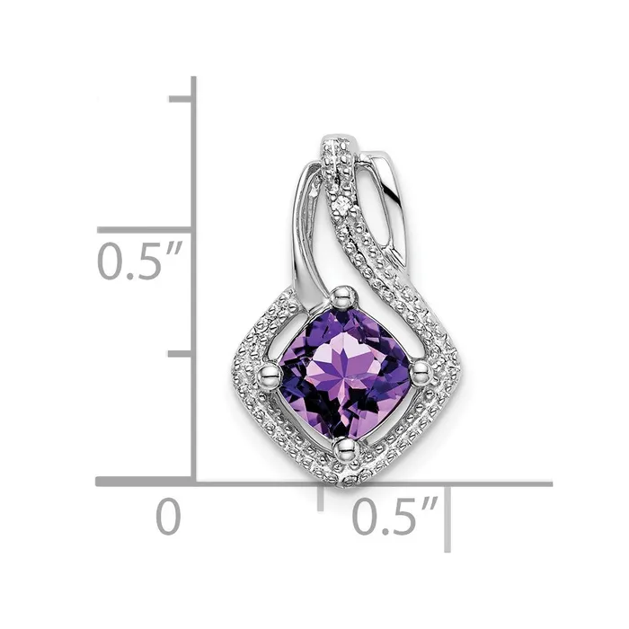Necklaces Goldia 14k White Gold Amethyst and Real Diamond Pendant