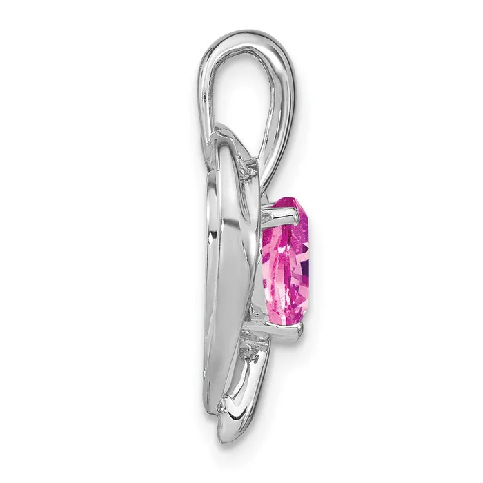 Necklaces Goldia 14k White Gold Created Pink Sapphire and Real Diamond Heart Pendant