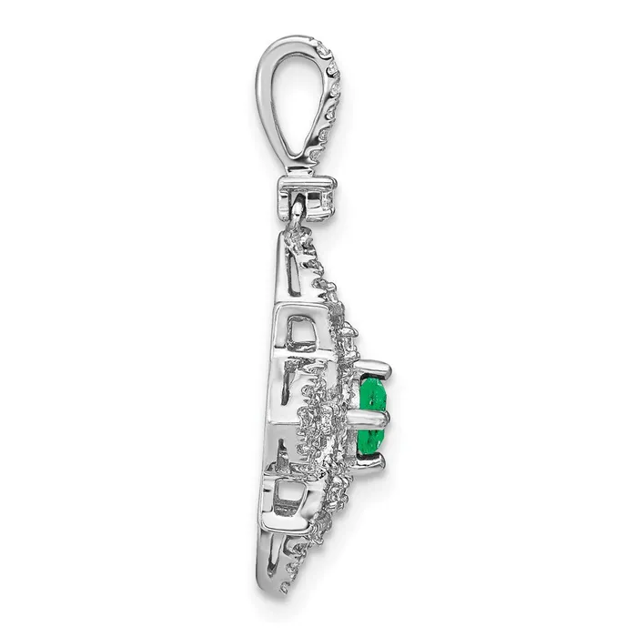 Necklaces Goldia 14k White Gold Emerald and Real Diamond Pendant