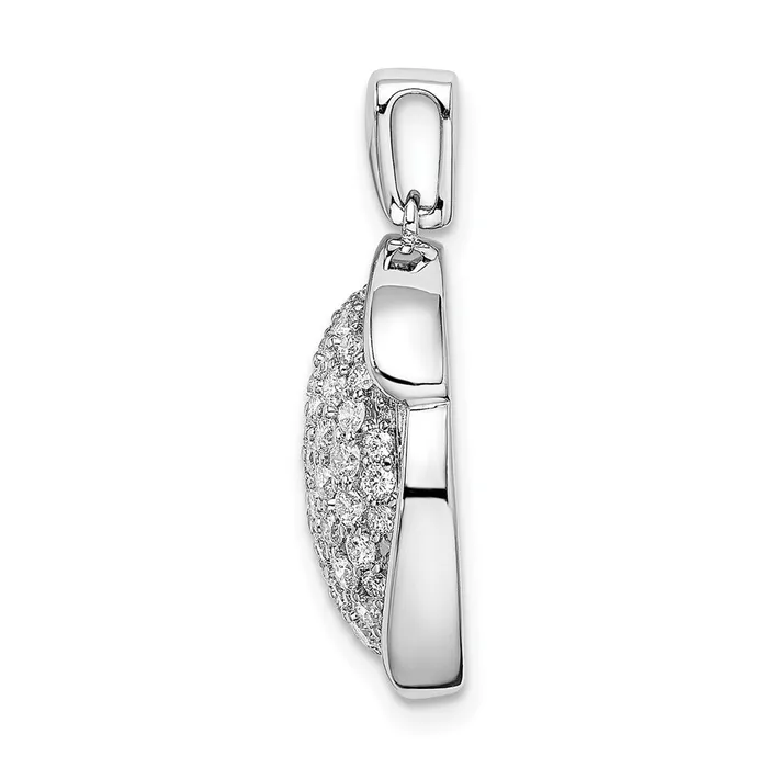 Necklaces Goldia 14k White Gold Polished Oval Pave Real Diamond Pendant