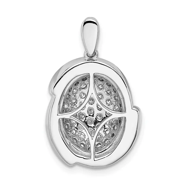 Necklaces Goldia 14k White Gold Polished Oval Pave Real Diamond Pendant