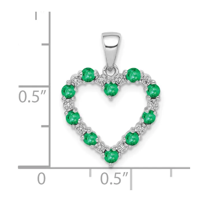 Necklaces Goldia 14K White Gold Real Diamond and Emerald Heart Pendant