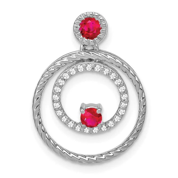 Necklaces Goldia 14k White Gold Ruby and Real Diamond Circles Pendant