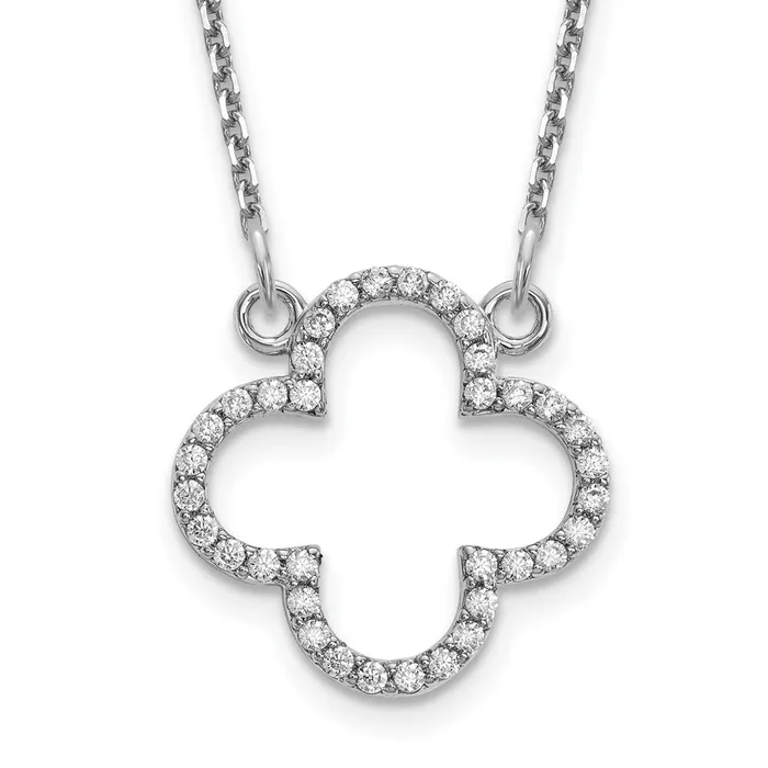 Necklaces Goldia 14k White Gold Small Real Diamond Quatrefoil Design Necklace Necklaces Goldia 14k White Gold Small Real Diamond Quatrefoil Design Necklace