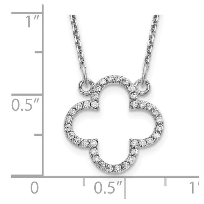 Necklaces Goldia 14k White Gold Small Real Diamond Quatrefoil Design Necklace