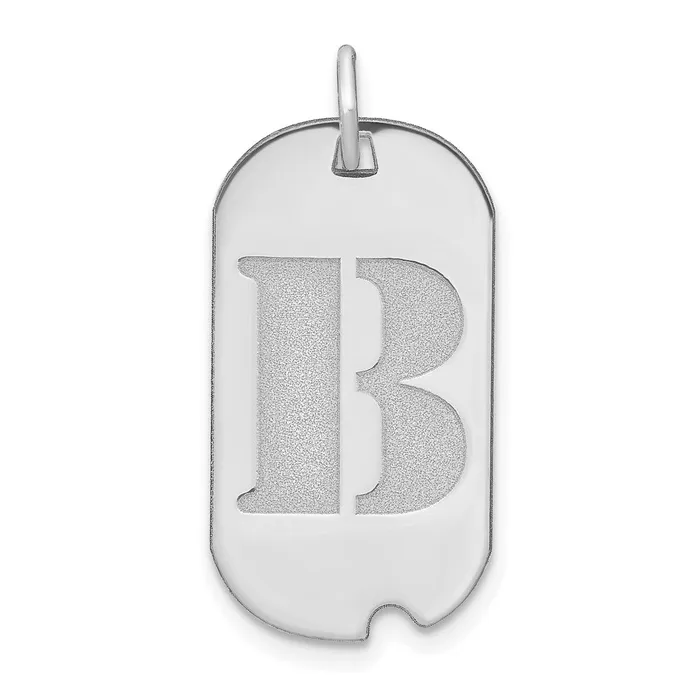 Necklaces Goldia 14k White Goldw Polished Letter B Initial Dog Tag Pendant