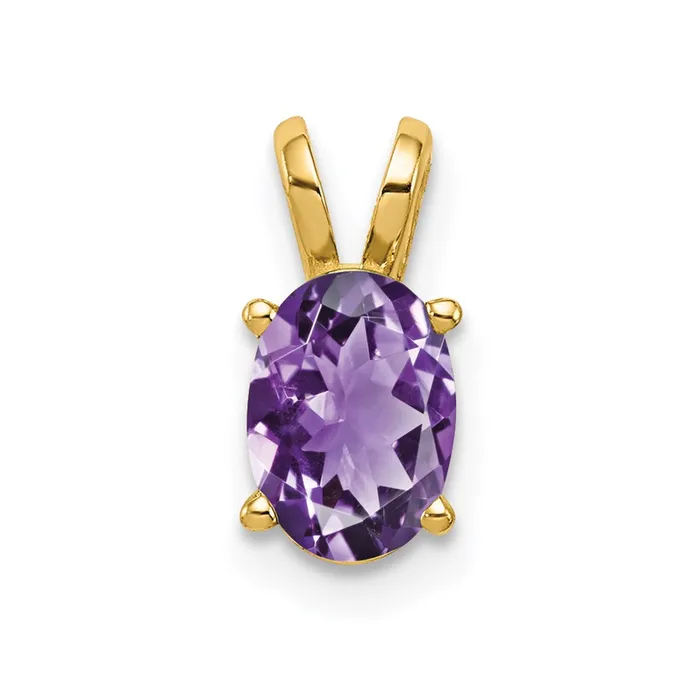 Necklaces Goldia 14K Yellow Gold 7x5mm Oval Amethyst Checker pendant