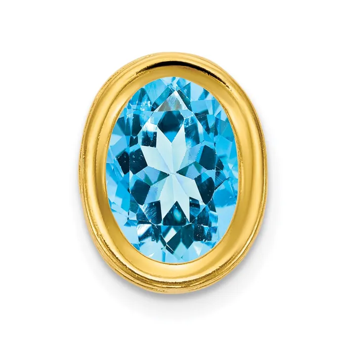Necklaces Goldia 14K Yellow Gold 7x5mm Oval Blue Topaz bezel pendant