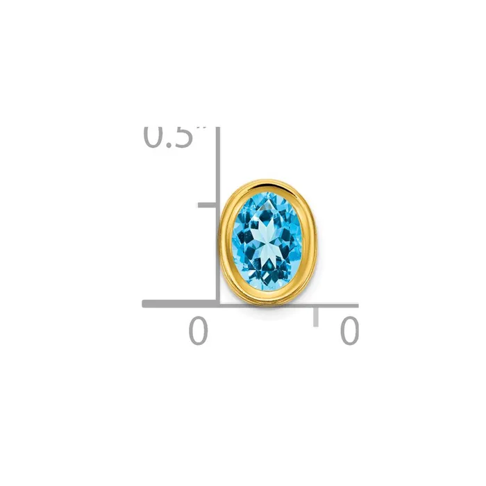 Necklaces Goldia 14K Yellow Gold 7x5mm Oval Blue Topaz bezel pendant