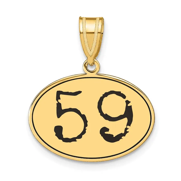 Necklaces Goldia 14k Yellow Gold Polished Number 59 Black Enamel Oval Pendant Necklaces Goldia 14k Yellow Gold Polished Number 59 Black Enamel Oval Pendant