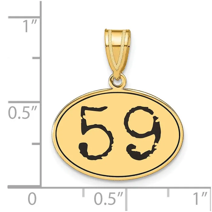 Necklaces Goldia 14k Yellow Gold Polished Number 59 Black Enamel Oval Pendant
