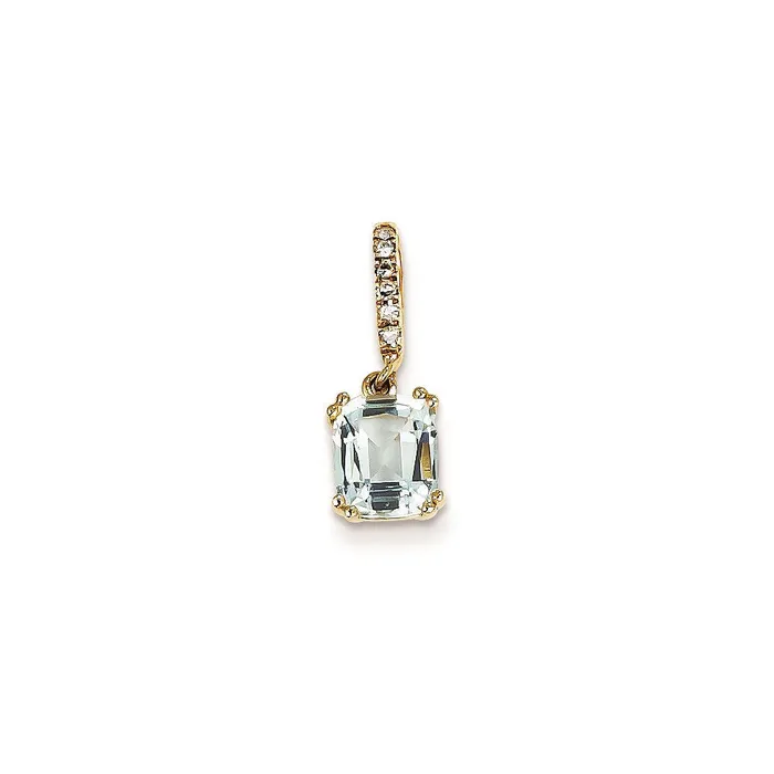 Necklaces Goldia 14K Yellow Gold Real Diamond and Blue Topaz Pendant