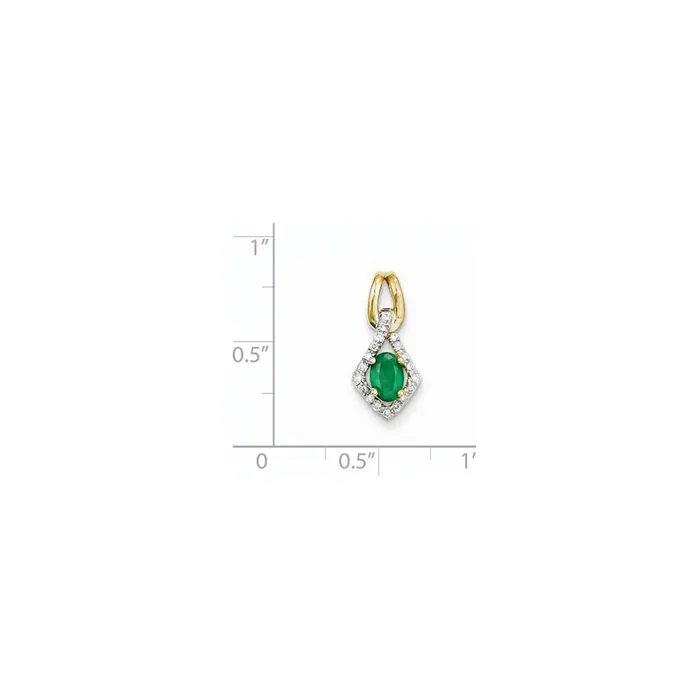 Necklaces Goldia 14K Yellow Gold Real Diamond u0026 Emerald Pendant