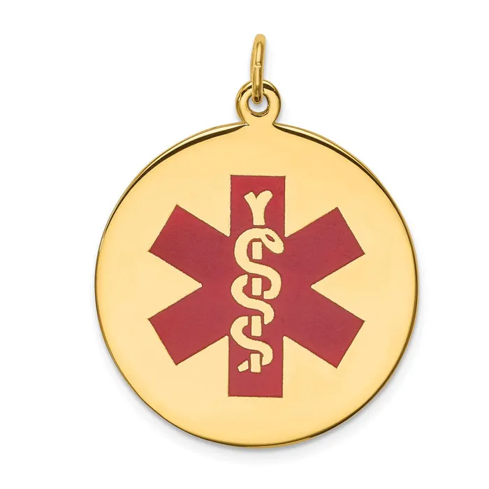 Necklaces Goldia 14k Yellow Gold Red Enamel Medical Jewelry Pendant