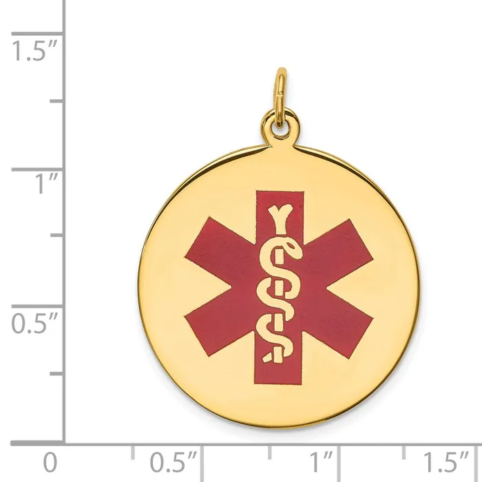 Necklaces Goldia 14k Yellow Gold Red Enamel Medical Jewelry Pendant