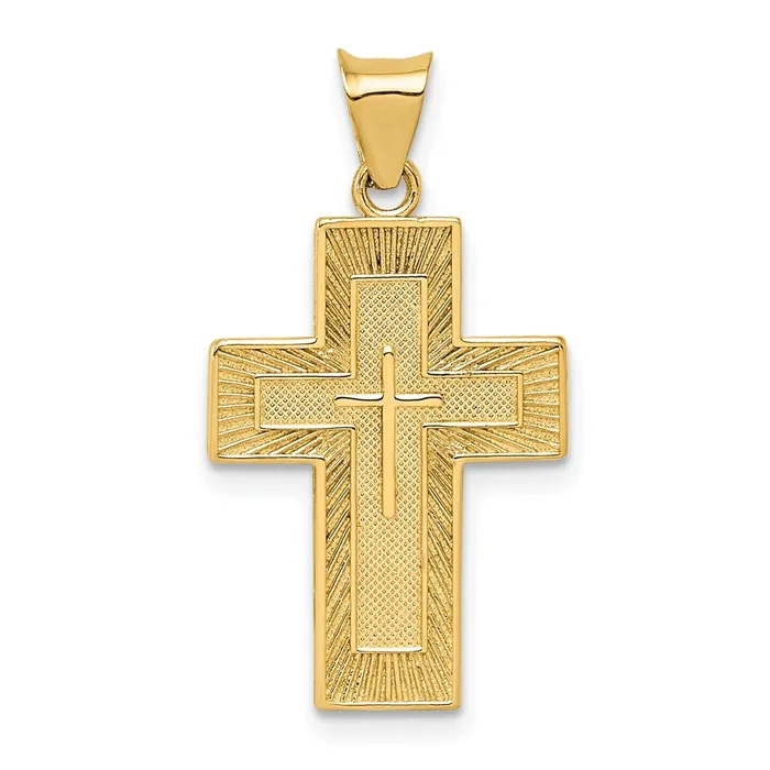 Necklaces Goldia 14k Yellow Gold Textured Reversible Lords Prayer in Spanish Cross Pendant Necklaces Goldia 14k Yellow Gold Textured Reversible Lords Prayer in Spanish Cross Pendant