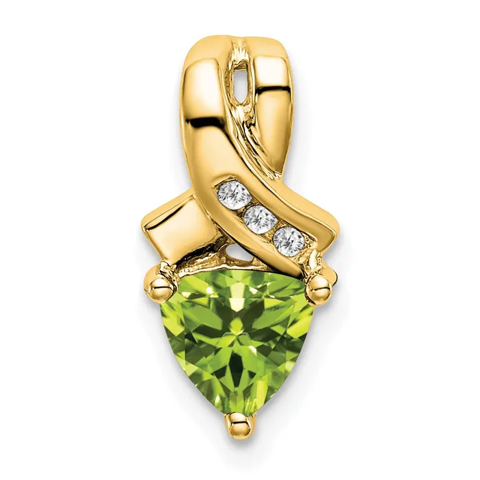 Necklaces Goldia 14K Yellow Gold Trillion Peridot and Real Diamond Pendant