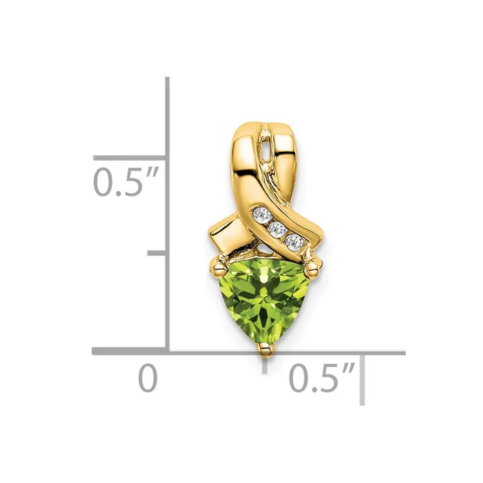 Necklaces Goldia 14K Yellow Gold Trillion Peridot and Real Diamond Pendant