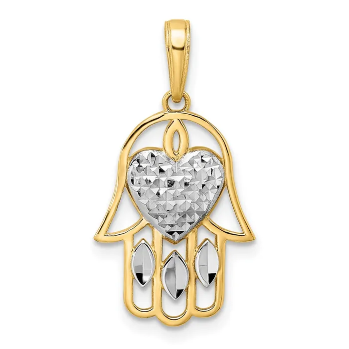 Necklaces Goldia 14k Yellow Rhodium Gold White Rhodium DC Heart Hamsa Pendant Necklaces Goldia 14k Yellow Rhodium Gold White Rhodium DC Heart Hamsa Pendant