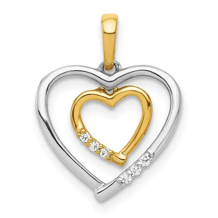 Necklaces Goldia 14kt White w Yellow Gold Heart Charm Real Diamond Heart Pendant Necklaces Goldia 14kt White w Yellow Gold Heart Charm Real Diamond Heart Pendant
