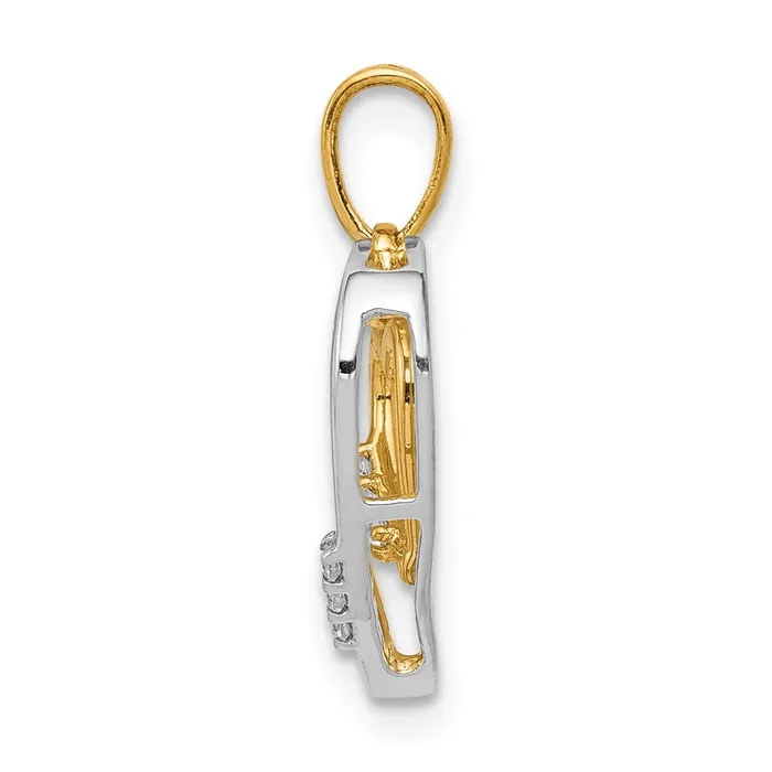 Necklaces Goldia 14kt White w Yellow Gold Heart Charm Real Diamond Heart Pendant
