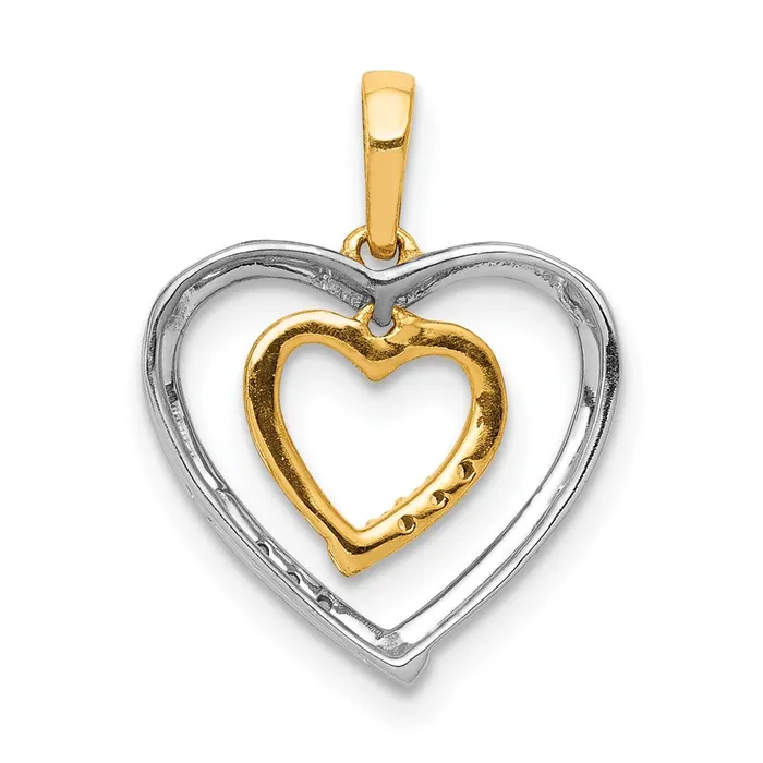 Necklaces Goldia 14kt White w Yellow Gold Heart Charm Real Diamond Heart Pendant