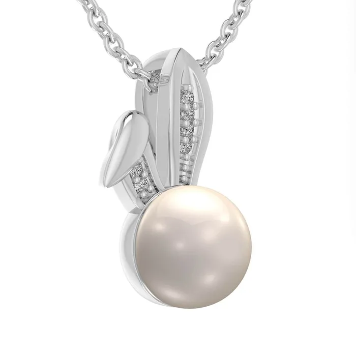 Necklaces Goldia 70mm Cultured Freshwater Pearl and Natural Diamond Accent Bunny Head Pendant in Sterling Silver Necklaces Goldia 70mm Cultured Freshwater Pearl and Natural Diamond Accent Bunny Head Pendant in Sterling Silver