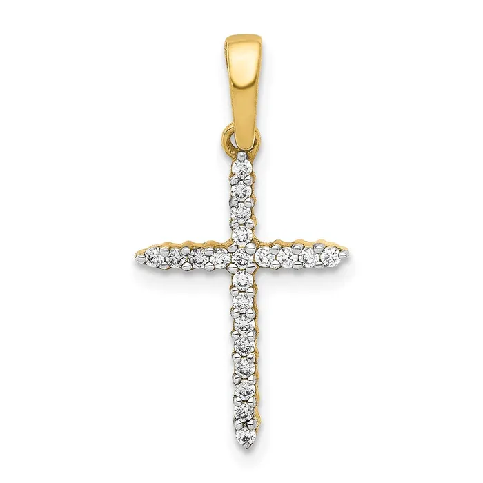 Necklaces Goldiacom 10K Yellow Gold 16ct Simulated Diamond Cross Pendant