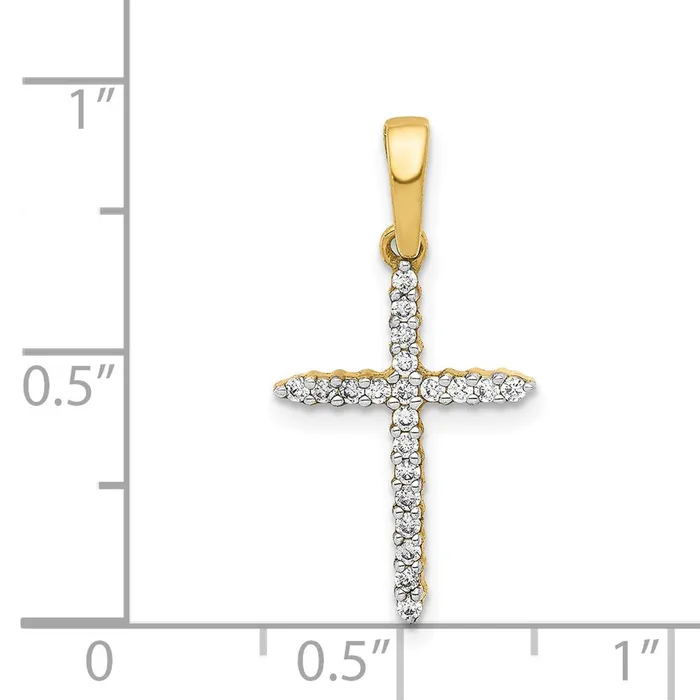 Necklaces Goldiacom 10K Yellow Gold 16ct Simulated Diamond Cross Pendant Necklaces Goldiacom 10K Yellow Gold 16ct Simulated Diamond Cross Pendant