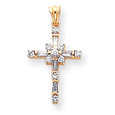 Necklaces Goldiacom 14k and Rhodium Diamond Cross Pendant