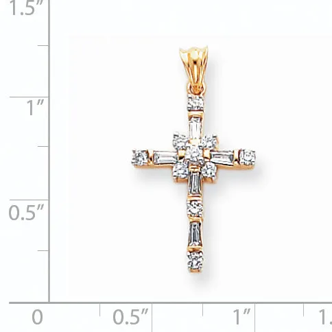 Necklaces Goldiacom 14k and Rhodium Diamond Cross Pendant