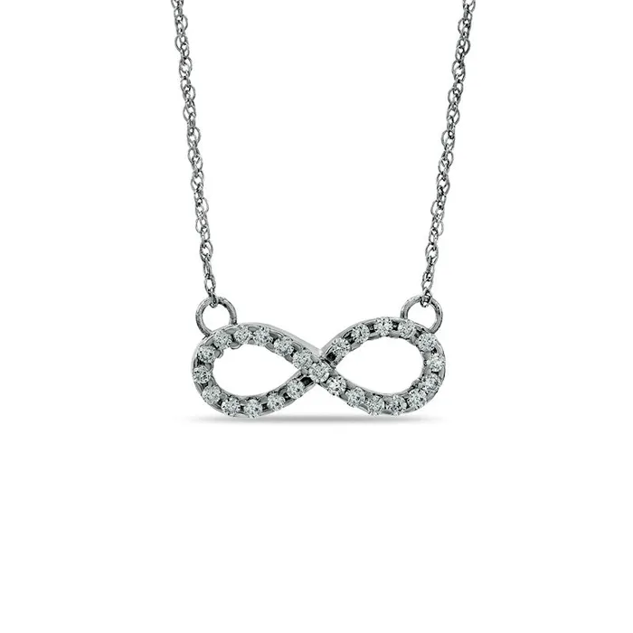 Necklaces Goldia LabCreated White Sapphire Sideways Infinity Necklace in Sterling Silver Necklaces Goldia LabCreated White Sapphire Sideways Infinity Necklace in Sterling Silver
