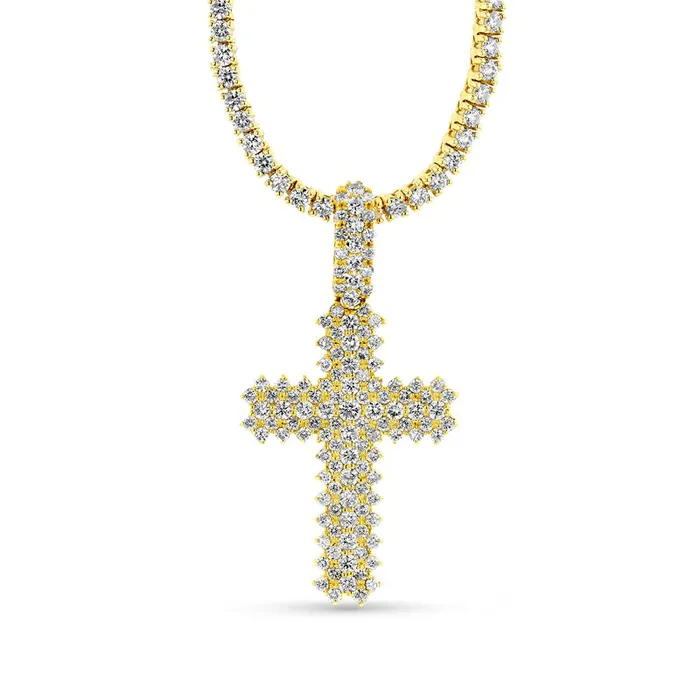 Necklaces Goldia Mens 1201 CT TW Natural Diamond Triple Row Cross Pendant in 14K Gold 24 Necklaces Goldia Mens 1201 CT TW Natural Diamond Triple Row Cross Pendant in 14K Gold 24