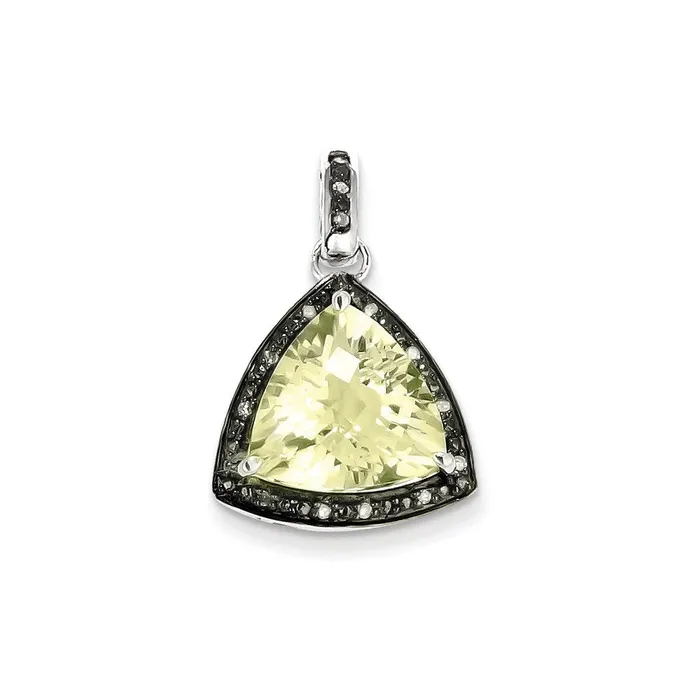 Necklaces Goldia Sterling Silver Lemon Quartz and Diamond Pendant