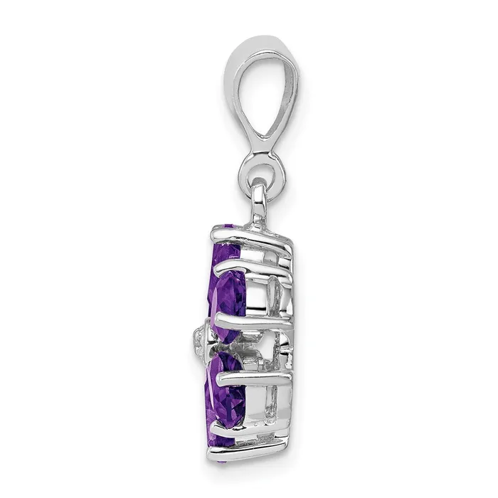 Necklaces Goldia Sterling Silver Rhodium Plated Amethyst and Diamond Flower Pendant